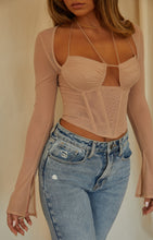 Load image into Gallery viewer, Nude long Sleeve Corset Top
