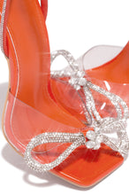 Load image into Gallery viewer, Orange Heel With Embellished Bow