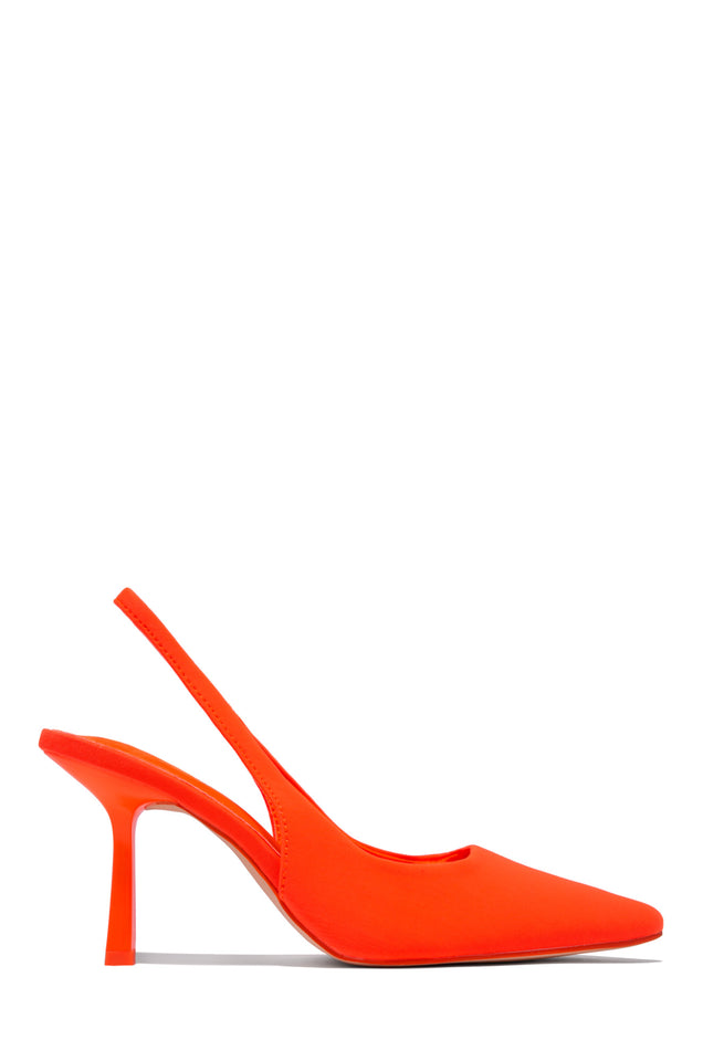 Load image into Gallery viewer, Orange Closed Toe Pumps with Slingback Strap