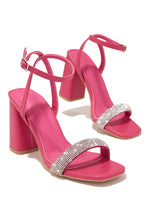 Load image into Gallery viewer, Pink Embellished Strap Single Sole Heels