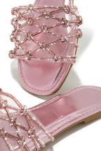 Load image into Gallery viewer, stunning pink metallic slip on sandal with rhinestone embellishments. gorgeous to dress up or down