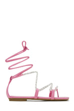 Load image into Gallery viewer, Pink Lace Up Embellished Sandals
