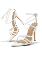 Load image into Gallery viewer, Polished Strappy High Heels - White