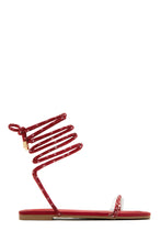 Load image into Gallery viewer, Red Embellished Lace Up Sandals