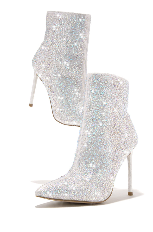Load image into Gallery viewer, Silver-Tone Embellished Ankle Boots