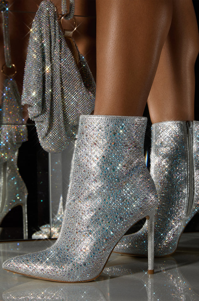 Load image into Gallery viewer, Embellished Pointed Toe Silver Boots