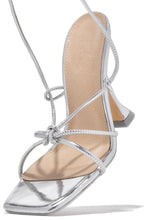 Load image into Gallery viewer, Silver Cocktail Heel Shoes