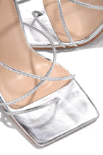 Load image into Gallery viewer, Silver Squared Toe Single Sole Heels