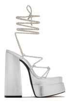 Load image into Gallery viewer, Sweet Temptation Embellished Lace Up Platform Heels - Gold