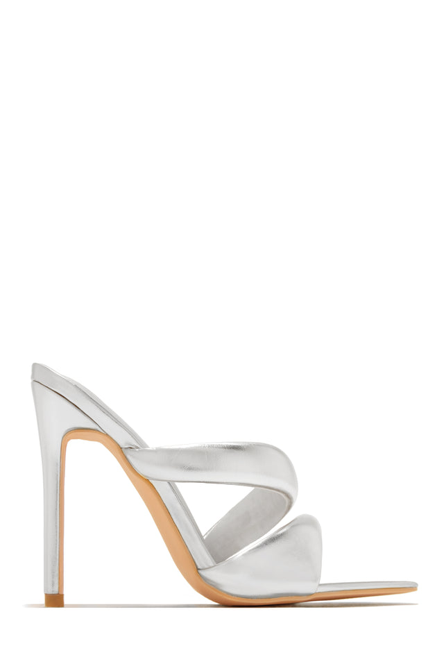 Load image into Gallery viewer, Silver-Tone High Heel Mules