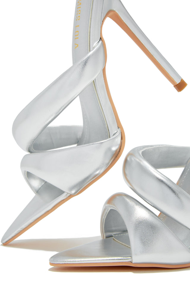 Load image into Gallery viewer, Silver-Tone Open Pointed toe Mules