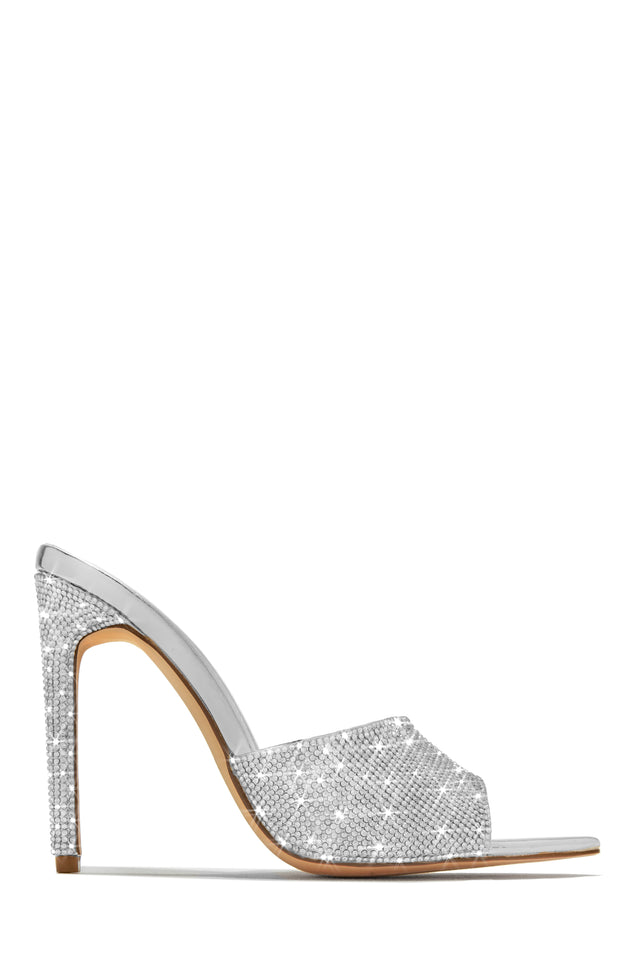 Load image into Gallery viewer, Silver-Tone High Heel Mules
