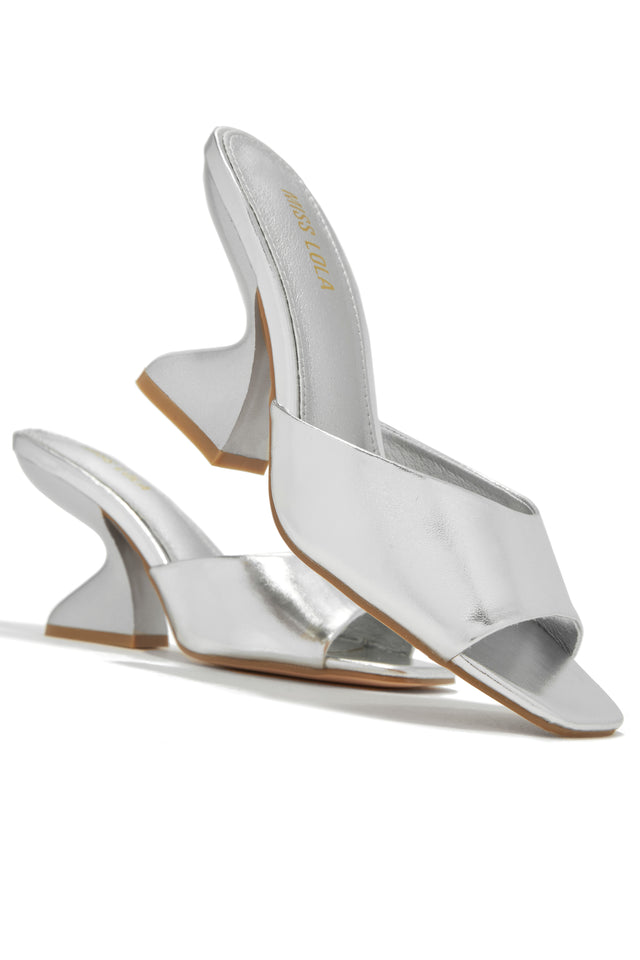 Load image into Gallery viewer, Racquel Mid Heel Mules - Silver