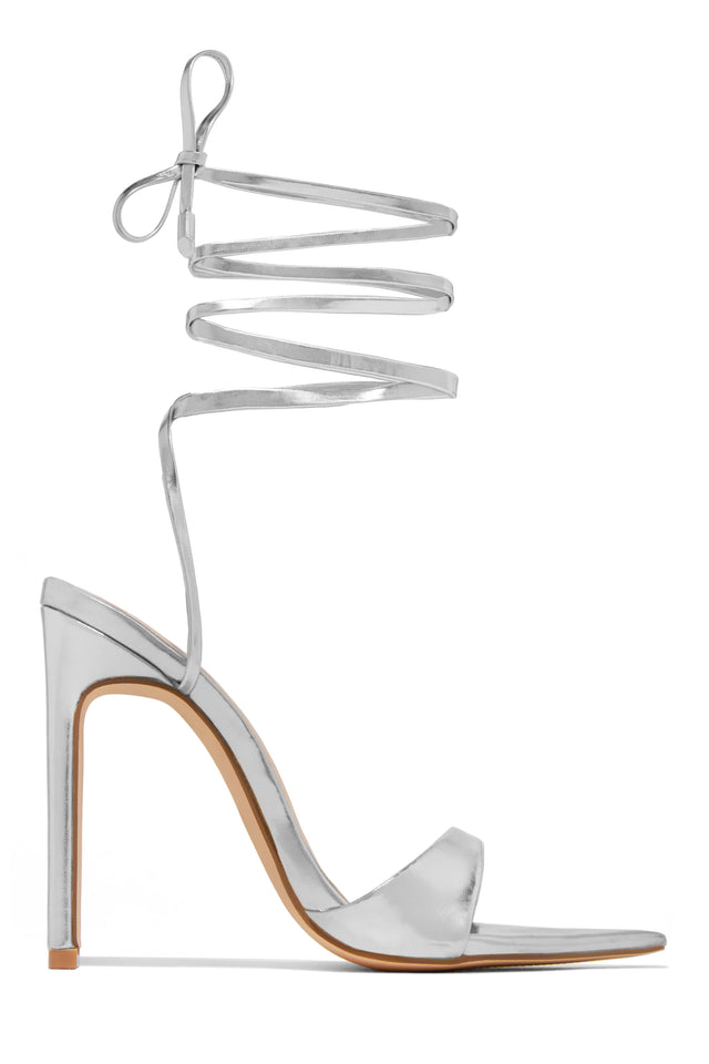 Load image into Gallery viewer, Silver-Tone Pointed Toe Heels