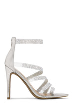 Load image into Gallery viewer, Silver-Tone Embellished Strap Heels