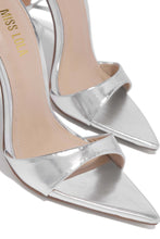 Load image into Gallery viewer, Silver-Tone Lace Up heels