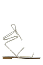 Load image into Gallery viewer, Summers In Tulum Embellished Lace Up Sandals - Silver