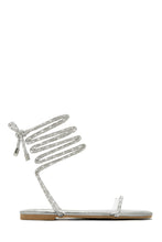 Load image into Gallery viewer, Silver-Tone Embellished Lace Up Sandals