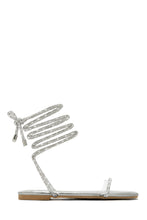 Load image into Gallery viewer, Silver-Tone Embellished Lace Up Sandals