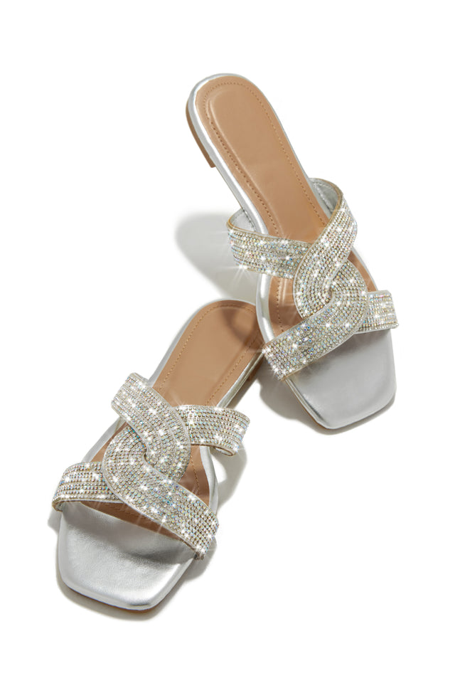 Load image into Gallery viewer, Silver-Tone Slip On Sandals