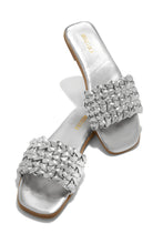 Load image into Gallery viewer, Silver-Tone Braided Strap Slip On Sandals