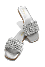 Load image into Gallery viewer, Silver-Tone Braided Strap Slip On Sandals