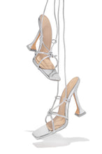 Load image into Gallery viewer, Silver Lace Up Heels