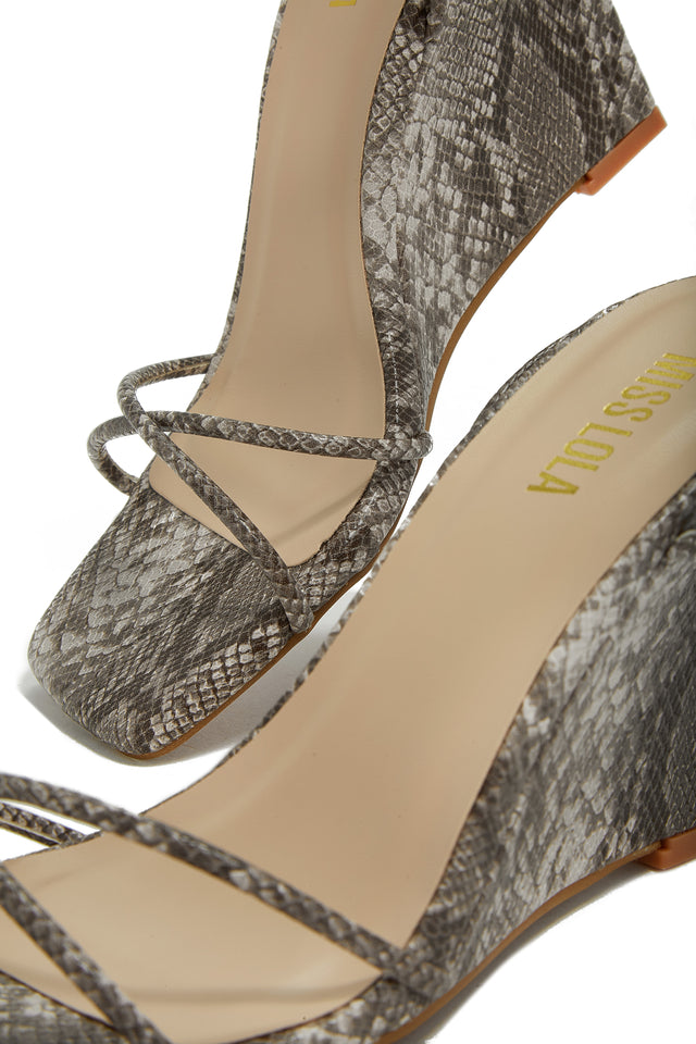 Load image into Gallery viewer, Snake Lace Up Wedges