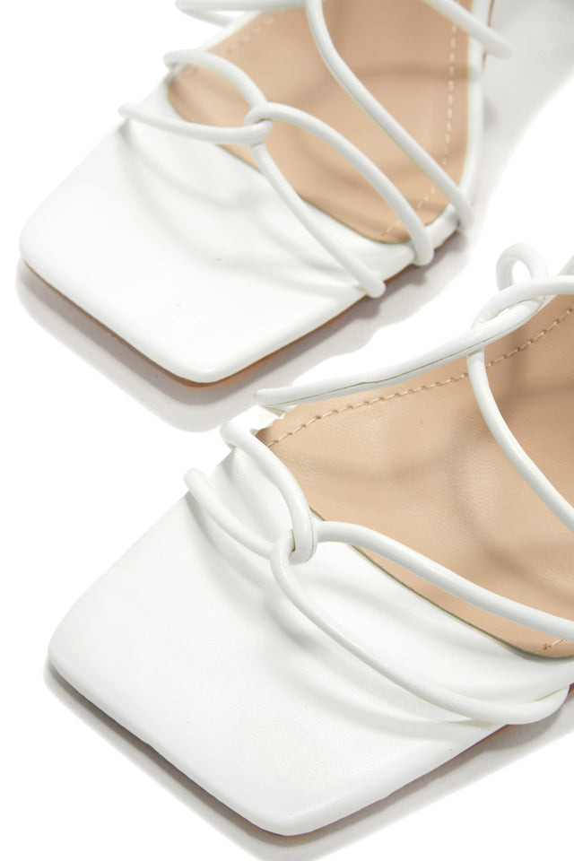 Load image into Gallery viewer, White Open Square Toe Heels