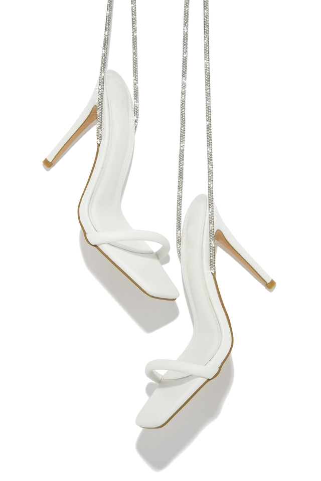 Load image into Gallery viewer, Pretty Girl Embellished Lace Up High Heels - White