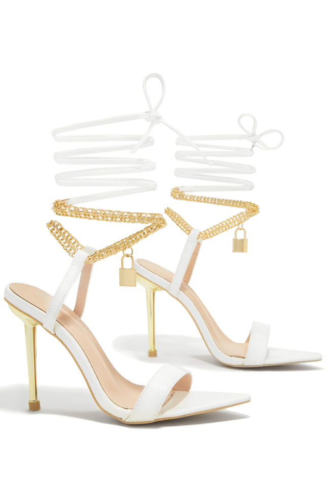 Load image into Gallery viewer, Lavish Nights Lace Up High Heels - White