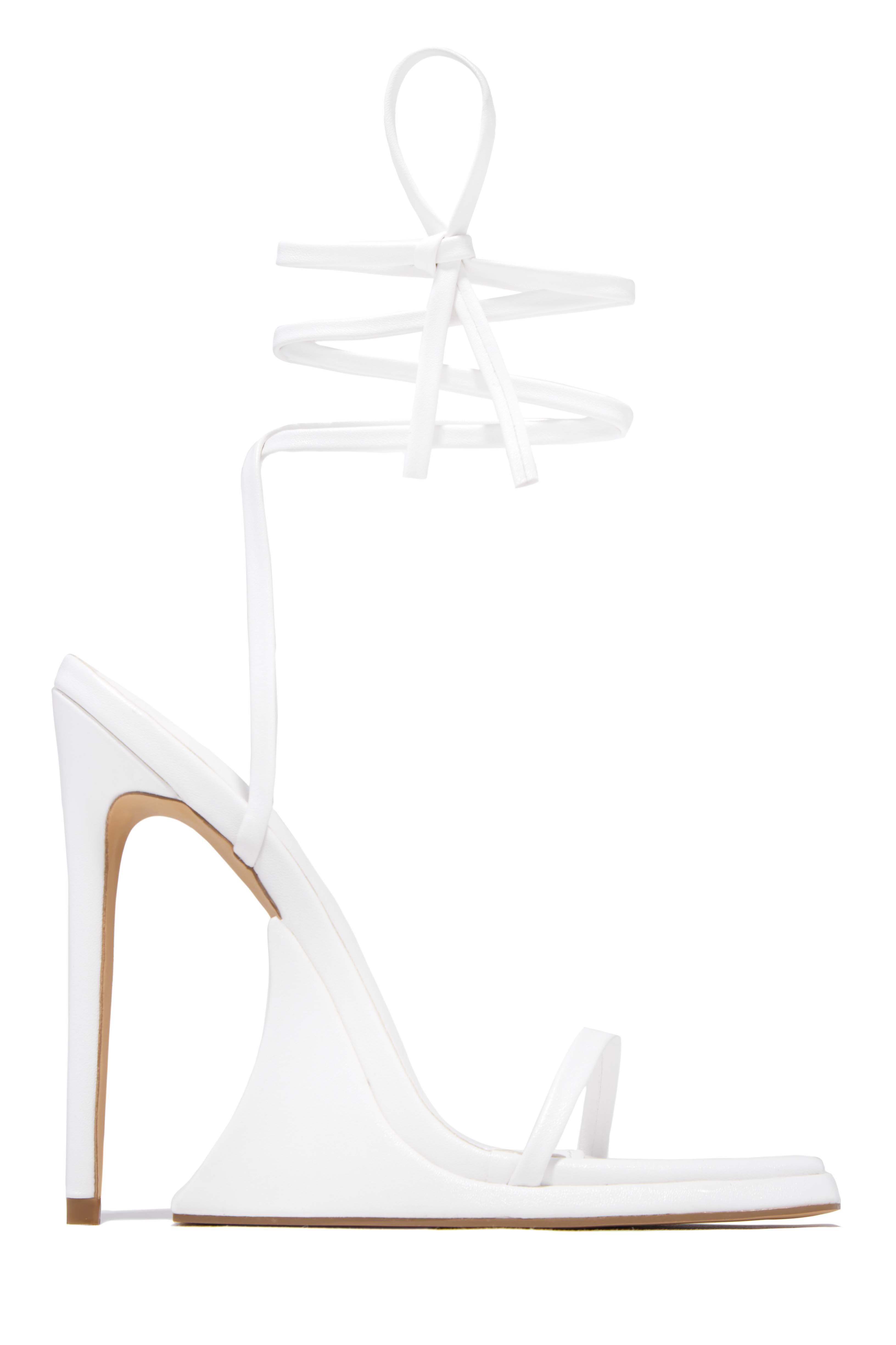 Browse Superlit White Laceup Heels MISS LOLA