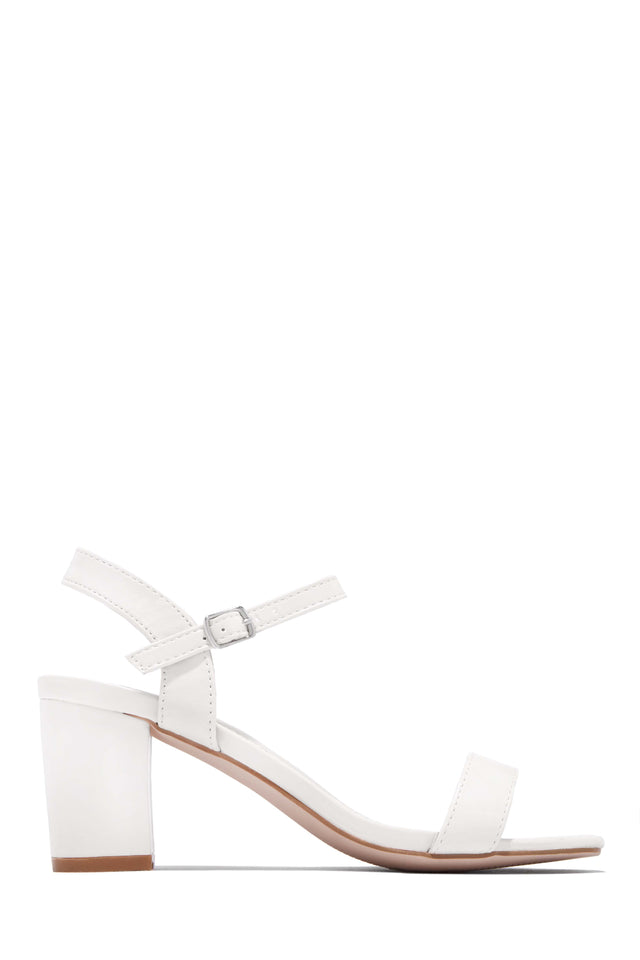 Load image into Gallery viewer, White Ankle Strap Block Heels