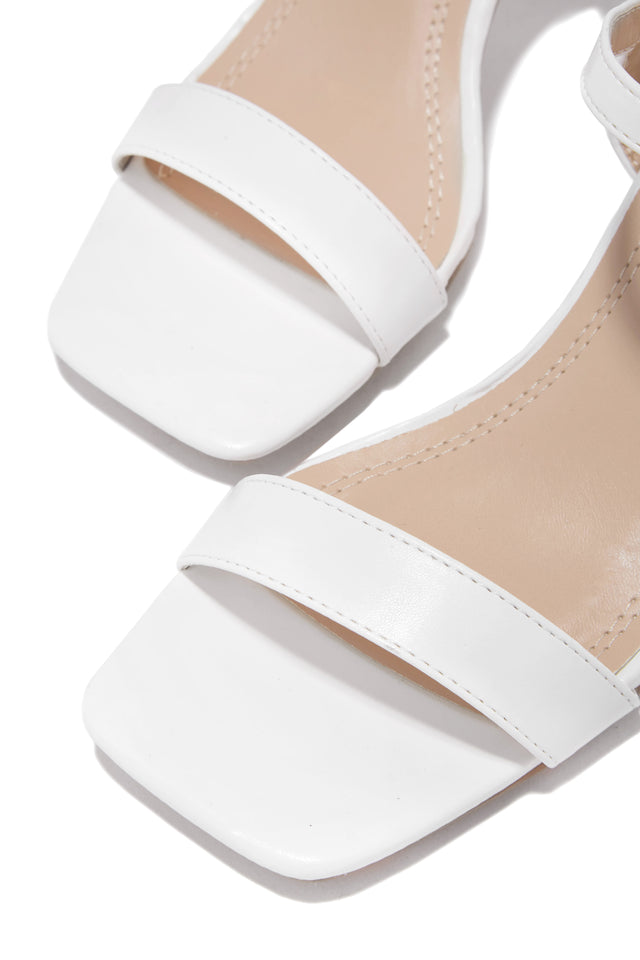 Load image into Gallery viewer, Square Toe White Ankle Strap Block Heels