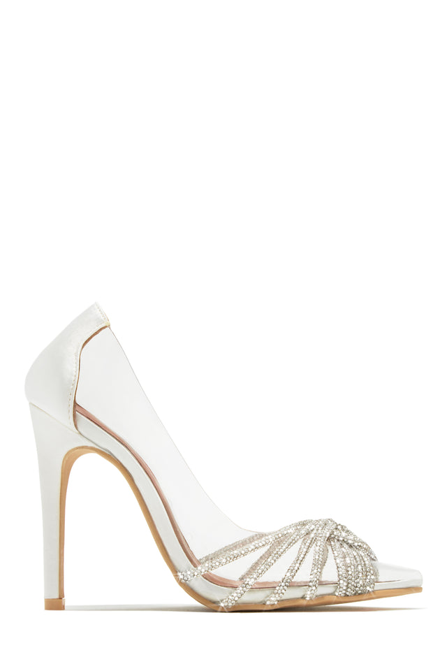 Load image into Gallery viewer, Champagne Toast Embellished Pointed Toe Pumps - White