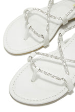 Load image into Gallery viewer, White Lace Up Embellished Flat Sandals