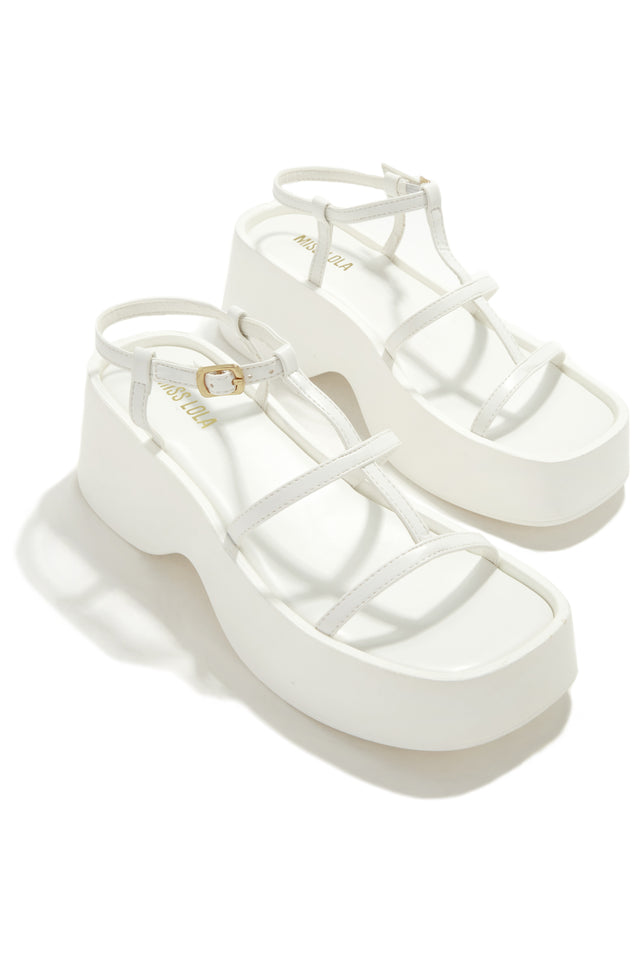 Load image into Gallery viewer, Beach Trip Flat Platform Sandals - White