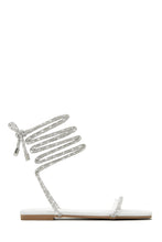 Load image into Gallery viewer, White Embellished Lace Up Sandals
