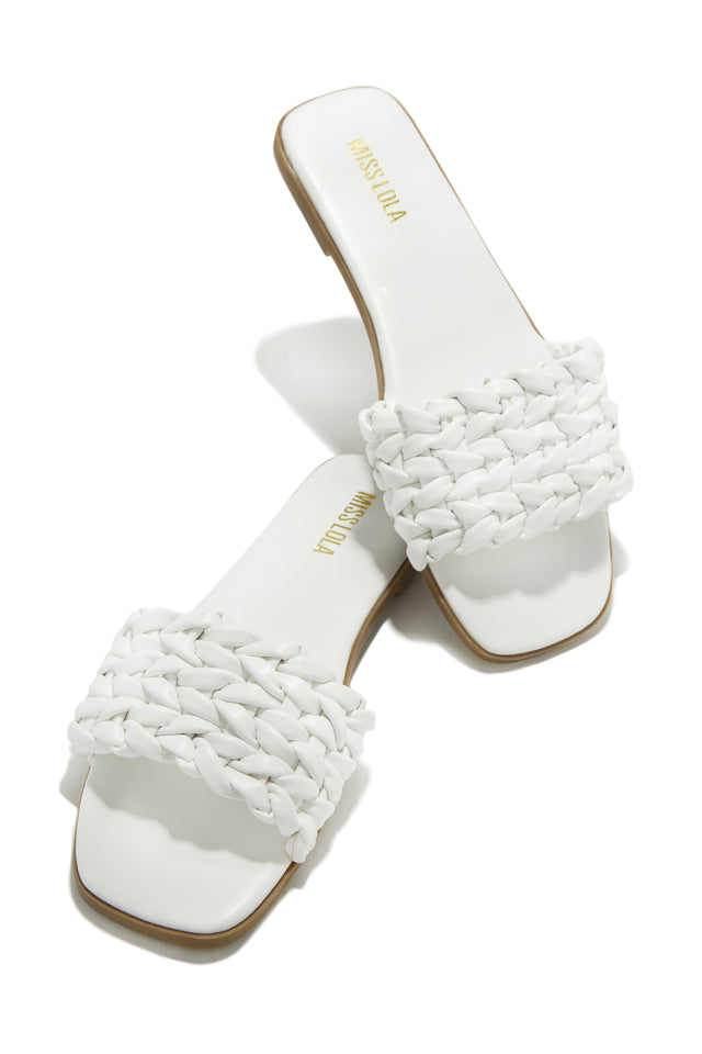 Load image into Gallery viewer, White Braided Strap Slip On Sandals