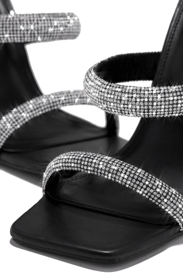 Load image into Gallery viewer, Black Embellished Strap Heels