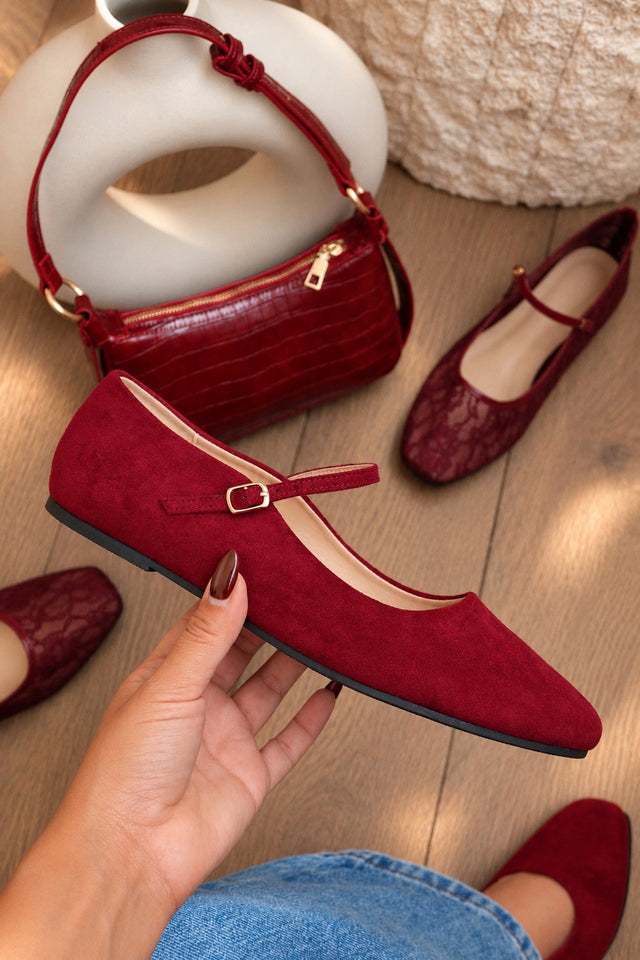 Load image into Gallery viewer, Hannah Mary Jane Ballet Flats – Wine

