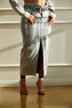 Load image into Gallery viewer, Maxi Metallic Denim Skirt
