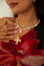 Load image into Gallery viewer, Norma Embellished Cross Necklace - Gold
