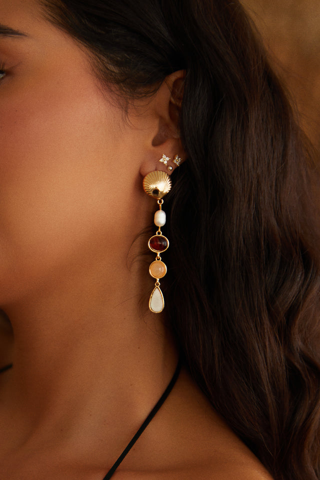 Load image into Gallery viewer, Vacay Brown and Gold Earring
