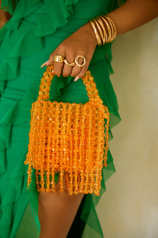 Load image into Gallery viewer, Orange Beaded Bag
