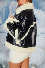 Load image into Gallery viewer, Trips to Aspen Sherpa PU Coat - Black

