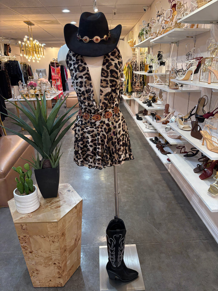 Load image into Gallery viewer, Wild Ones Halter Mini Dress - Leopard

