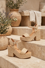 Load image into Gallery viewer, Marina Raffia Platform Heels - Natural
