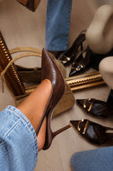 Raven Croc Slingback Heels - Brown