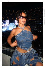 Load image into Gallery viewer, Anira Denim Halter Crop Top - Denim

